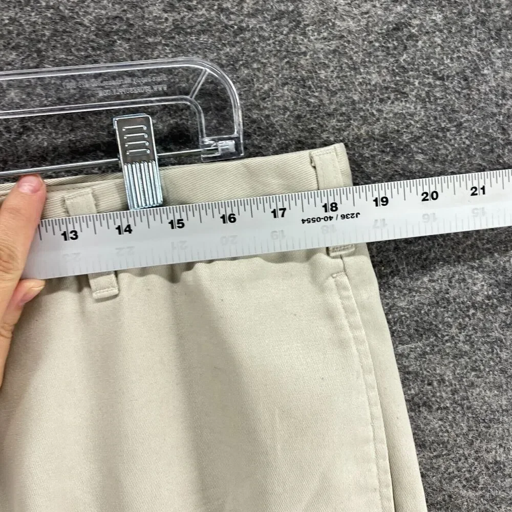 L.L. Bean Dress Pants Men 37*27 Beige Mid Rise Flat Front Classic Fit Pockets